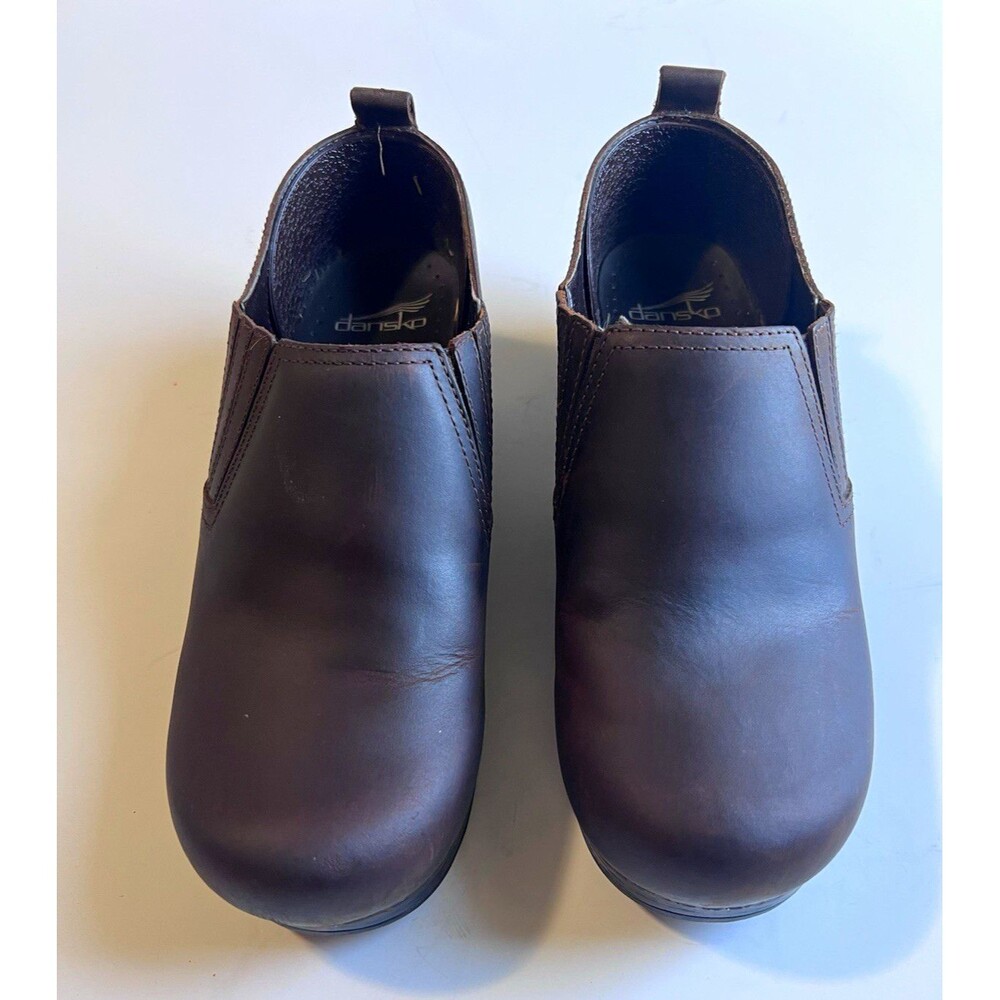 Dansko Balance Women’s Brown Leather Slip-On Clogs Mid Block Heel EU 39